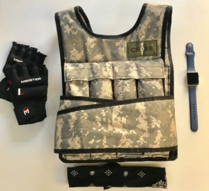 Weight vest, gloves, apple watch