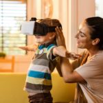 mom and child use vr together